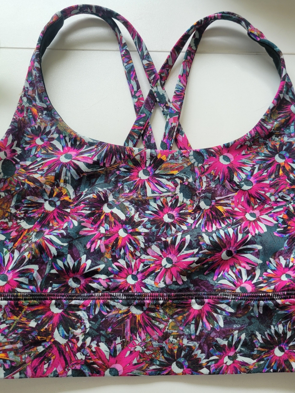 Lululemon Athletica Pink Multi Floral Strappy Sports Bra Size 6